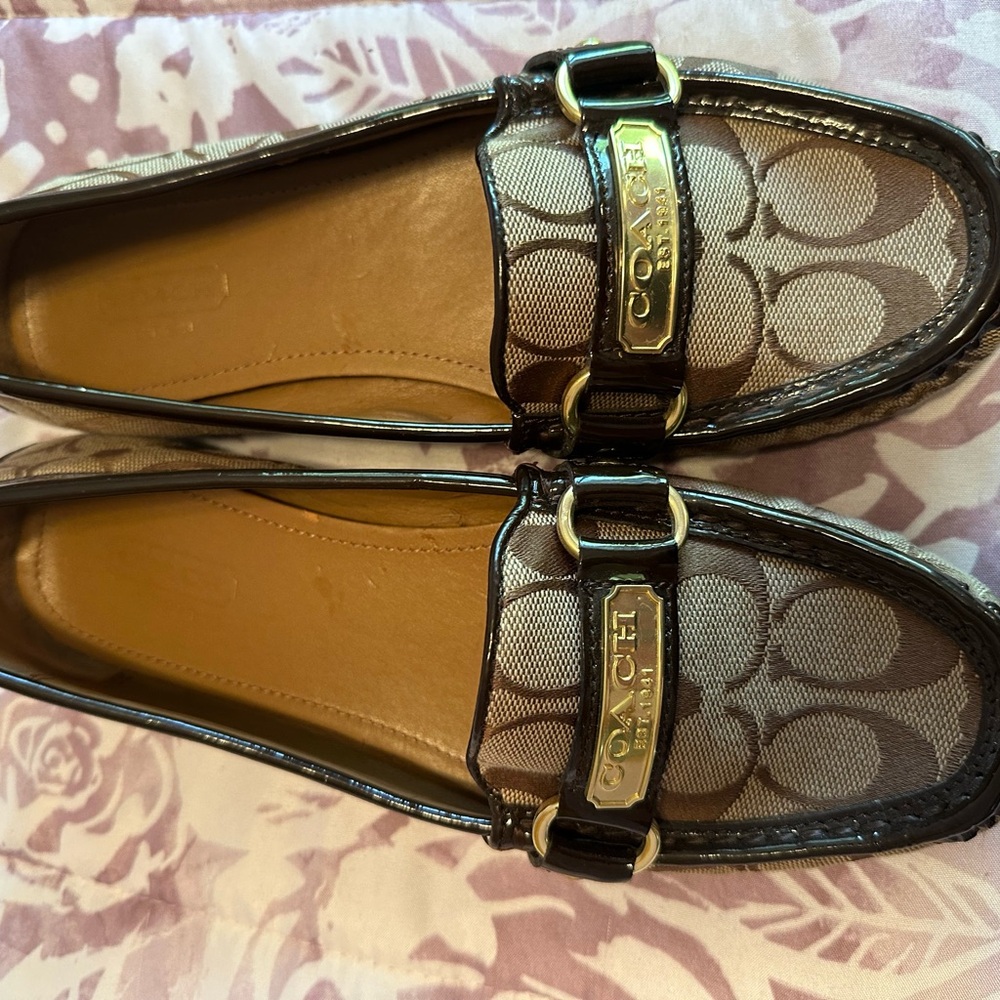 Coach Brown Flats with Signature Loafer Design